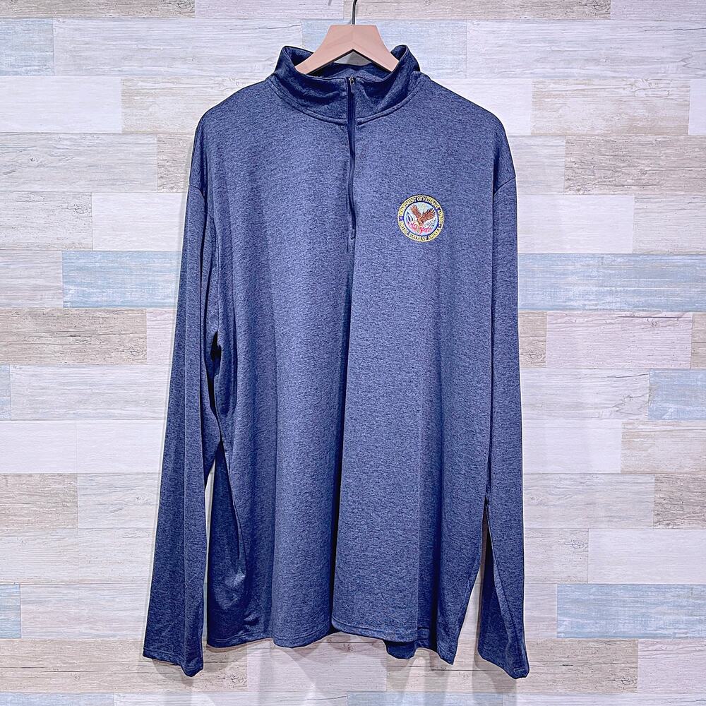 U.S. Department Of Veterans Affairs 1/4 Zip Performance Pullover Blue Mens 4XL